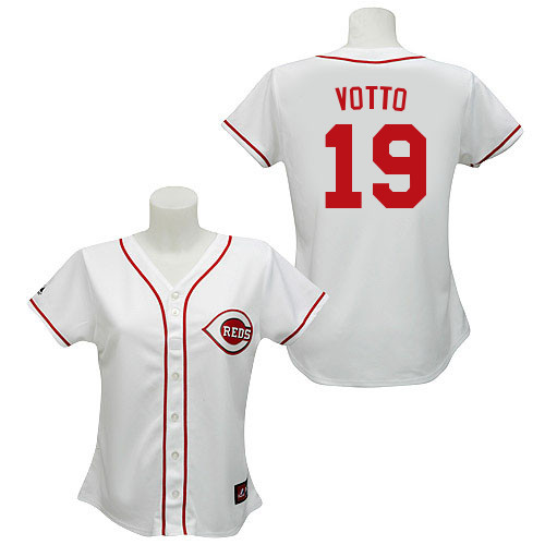Joey Votto #19 mlb Jersey-Cincinnati Reds Women's Authentic Home White Cool Base Baseball Jersey